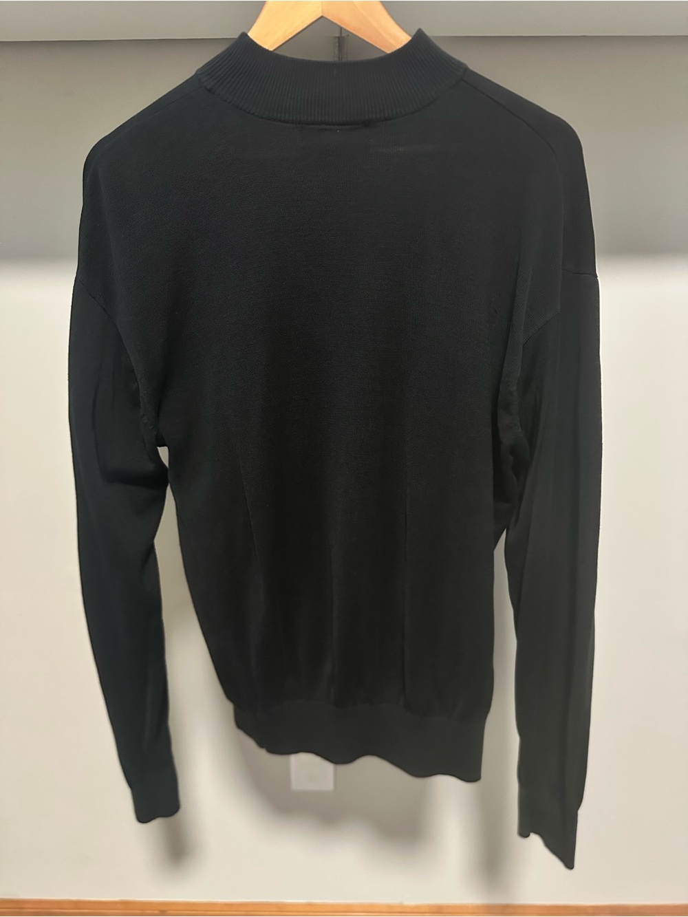 Men's L Baracuta Black Mock Neck Sweater - Classic Lightweight Knit Silk Blend - Picture 10 of 13